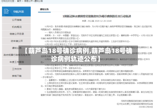 【葫芦岛18号确诊病例,葫芦岛18号确诊病例轨迹公布】-第2张图片