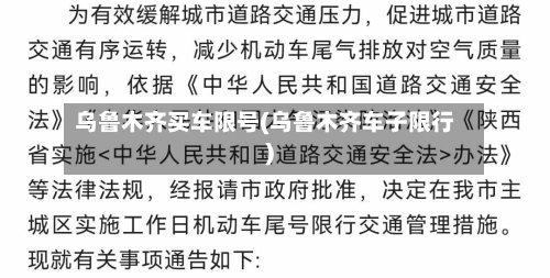 乌鲁木齐买车限号(乌鲁木齐车子限行)-第3张图片